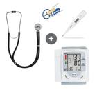 Kit enfermagem premium Esfigmomanômetro + Estetoscópio duplo premium + Termômetro Clínico Digital G Tech TH150 Saúde profissional