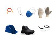 Kit EPI - Botina + Luva + Óculos de Proteção + Protetor Auricular + Máscara + Capacete AZUL
