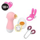 Kit Erotico Casal Sexy Shop com Sugador Vibrador de Clitoris Egg Algema Pelucia Anel Peniano 4 Produtos Prazer Masturba