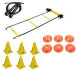 Kit Escada Agilidade Pvc 6 Cones 6 Chapéu Half 1 Speed Rope