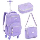 Kit Escola Infantil Meninas Mochila Rodinha Lancheira Estojo