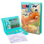 Kit Escolar 24 Peças Colorir Dinossauro Verde