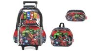 Kit Escolar Avengers Mochila Rodinha + Lancheira + Estojo PT