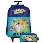 Kit Escolar Baby Shark Mochila De Rodinhas Com Estojo