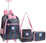 Kit escolar bolsa mochila rodinha infantil feminina Meninas Lancheira Térmica e Estojo KIT8152