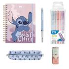 Kit Escolar - Caderno e Estojo Stitch + Lapiseira, Caneta e Borracha CIS