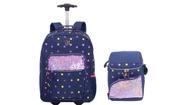 Kit Escolar Capricho Lantejoula Mochila De Rodas + Lancheira