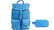 Kit Escolar Capricho Love Azul Mochila de Costas + Estojo