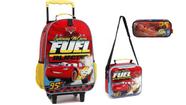 Kit Escolar Carros Mochila De Rodas + Lancheira + Estojo