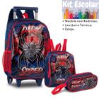 Kit Escolar Dark Spider Mochila Lancheira Térmica e Estojo