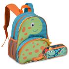 Kit Escolar Dinossauros Mochila Costas com Estojo Duplo Escolar