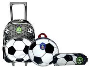 Kit Escolar Infantil Juvenil Menino Bola De Futebol Football Championship Mochila G Rodinhas, Lancheira Térmica, Estojo