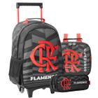 Kit Escolar Infantil Juvenil Mochila De Rodinhas com Lancheira Térmica e Estojo Flamengo Oficial Original Xeryus