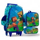 Kit Escolar Infantil Minecraft Mochila Rodas Lancheira Estojo