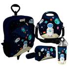 Kit Escolar Infantil Mochila de Rodinha + Lancheira Térmica + Necessaire Plus + Squeeze de Alumínio  ISOPRENE  Astronauta