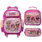 Kit Escolar Infantil Mochila De Rodinhas LOL Rosa Reforçada