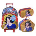 Kit Escolar Infantil Mochila Rodinha Lancheira e Estojo Branca de Neve Yepp 5330 Volta às Aulas