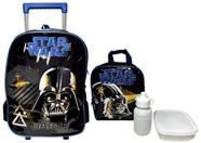 Kit Escolar Infantil Personagem Darth Vader - Star Wars - Preto E Azul - Licenciado Disney - Luxcel : Mochila G Rodinhas E Costas + Lancheira Térmica