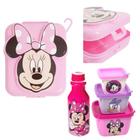 Kit Escolar Infantil Sanduicheira + Garrafa + Kit 3 Potes - Minnie Mouse Rosa - PLASUTIL