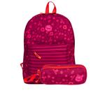 Kit Escolar Juvenil Rabisk Floral Mochila Impermeável RK2472 + Estojo RK2482