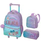 Kit Escolar Lilica Ripilica Coleção 2025 Original Pacific, Mochila Mala Com Rodinhas + Lancheira + Estojo Duplo