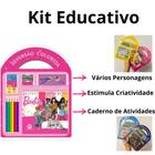 Kit Escolar Livro Com Atividade Infantil Diversão Colorida Vários Personagens