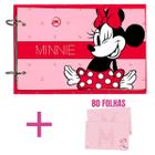 Kit Escolar Mini Fichário Minnie + Refil 80 Folhas Para Anotação / Agenda