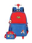 Kit Escolar Mochila 2em1 Rodas+Lancheira Super Mario