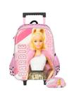 Kit Escolar Mochila De Rodas+Estojo Duplo Barbie - Rosa