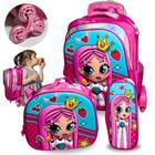 Kit Escolar mochila de rodinha lancheira e estojo rosa para meninas