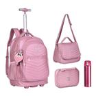 Kit Escolar Mochila de Rodinha Lancheira Térmica Estojo Box Metalizado Rebecca Bonbon Oficial