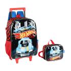 Kit Escolar Mochila De Rodinhas E Lancheira Hot Wheels-Preto