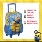 Kit Escolar Mochila de Rodinhas Estojo Duplo Grande Personagens Menino Menina Minecraft Minions