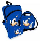 Kit Escolar Mochila + Lancheira + Estojo Sonic Azul