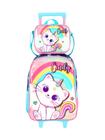 Kit Escolar Mochila Rodas + Lancheira Infantil Gatinha Cindy