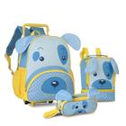 Kit Escolar Mochila Rodinha 33cm Lancheira Estojo Cachorro