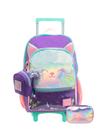 Kit Escolar Mochila Rodinha + Estojo Box Gatinho Glitter