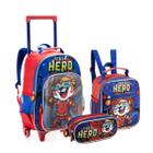 Kit Escolar Mochila Rodinha Infantil Meninos Animais Tigre - Denlex