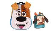 Kit Escolar Pets Pelucia 3D Mochila De Costas + Lancheira