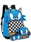 Kit Escolar Sonic PT Mochila Costas + Lancheira + Estojo