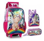 Kit Escolar Unicornios Mochila Rodinha Lancheira E Estojo Clio