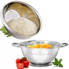 Kit Escorredor De Massa + Escorredor de Arroz Produzido em Aço Inox Lavador de Alimentos Cozinha