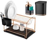 Kit Escorredor Lixeira Dispenser Detergente - Rose Gold - Future