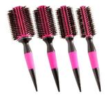 kit escova de cabelo profissional cerâmica rosa com cerdas de javali escobel