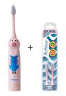 Kit Escova Dental Infantil + Refil Rosa - Porco Techline
