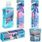 Kit escova juv, gel, enxaguante, flosser stitch - dentalclean