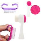 Kit Escovas Para Limpeza Unha, Pele e Massagem Manicure Profissional