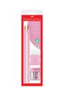 Kit Escrita Faber-Castell Pastel Rosa com 2 Lápis HB Nº2, 1 Apontador e 1 Borracha