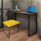 Kit Escritório Clark Cadeira e Mesa Industrial Ferro Preto Tampo MDF Imbuia material sintético Amarelo - Ahz Móveis