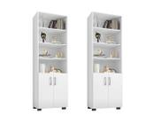 Kit Escritório com 2 Livreiros Portas Pequenas Office Branco - FdECOR